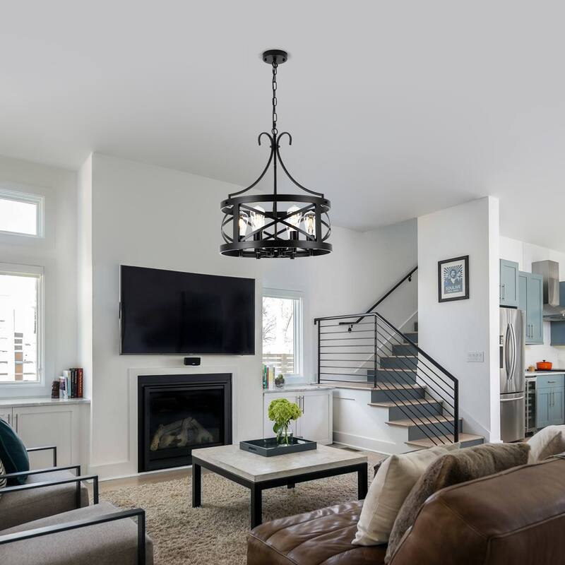 6-Light Classic Candlestick Hanging Linear Foyer Chandelier Lighting for Dining Room Kitchen Island