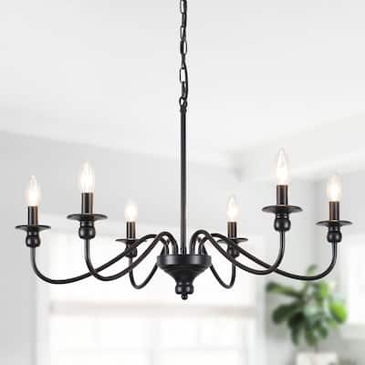 6-Light Modern Candlestick Hanging Linear Chandelier Lighting for Kitchen Island