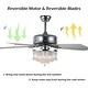 preview thumbnail 7 of 61, Bella Depot 52" Modern Reversible Crystal Ceiling Fan with Remote Control and Light Kit