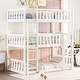 preview thumbnail 3 of 11, White Twin Size Triple Bunk Bed for Kids Bedroom, Rubber Wood Detachable Bunk Floor Bed Frame with Ladders & Guardrails
