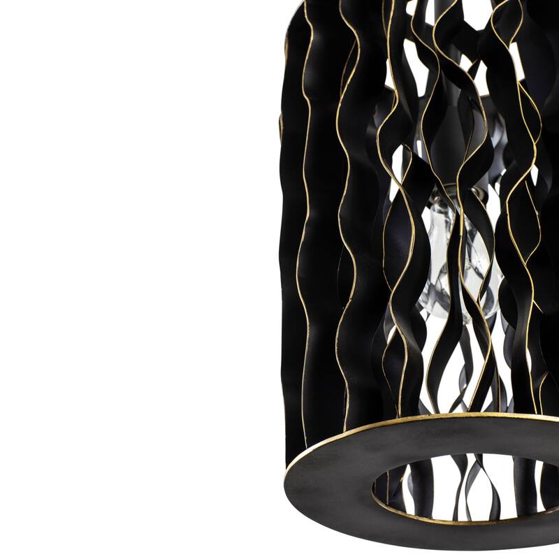 Varaluz Estela 1-Light Mini Pendant - Matte Black/French Gold
