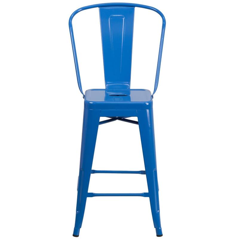 24'' High Metal Indoor-Outdoor Counter Height Stool with Back