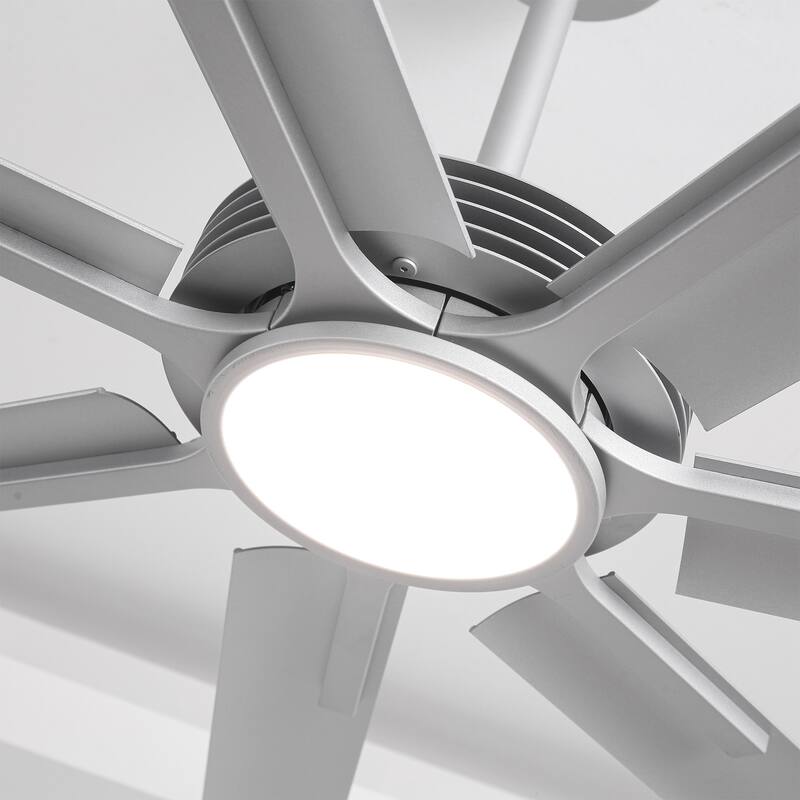 100" Indsutrial Silver Extra Larger Commercial Ceiling Fan with Light and Remote