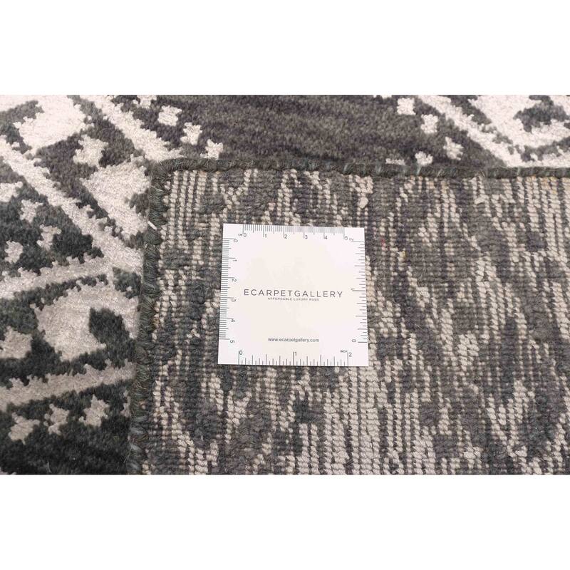 ECARPETGALLERY Hand Loomed Elysian Dark Grey, Light Grey Viscose, Wool Rug - 5'10 x 8'8