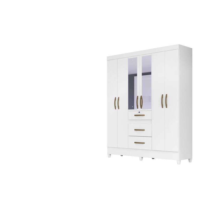 Augusta 3-Door Wardrobe with Hanging Rod White