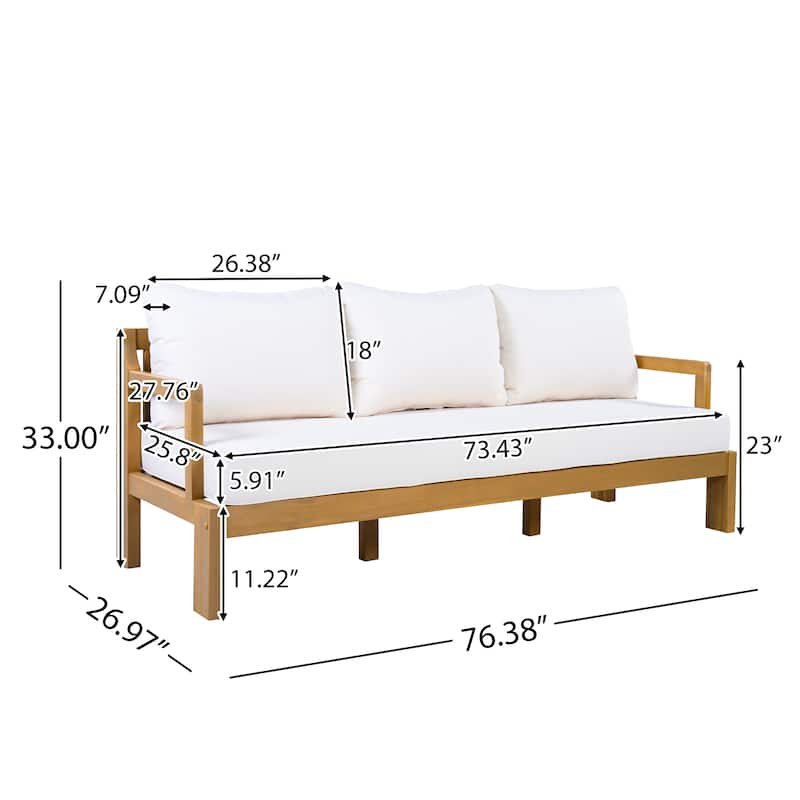 Christopher Knight Home - Modern 3-Piece Acacia Wood Outdoor Sectional Set with 3-Seater Sofa, Loveseat & Coffee Table