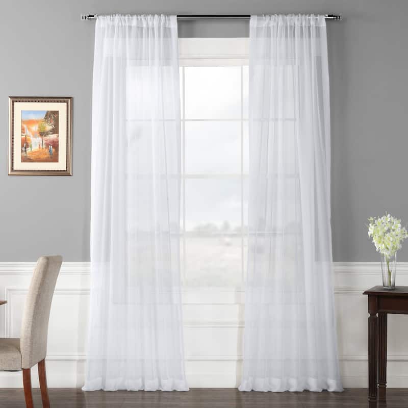 Exclusive Fabrics White Poly Voile Sheer Curtain Panel Pair (2 Panels) - 50 X 96 - White