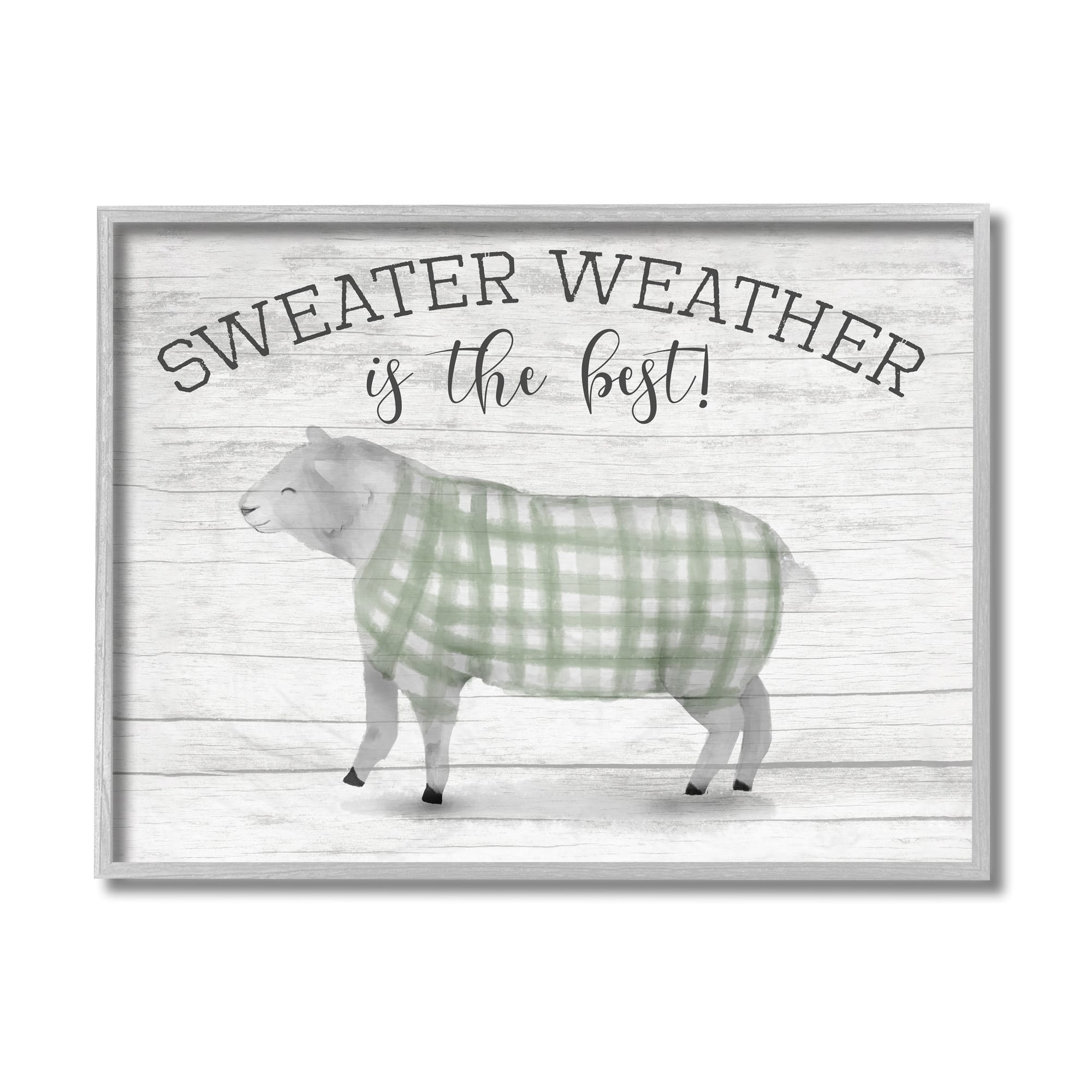 Stupell Sweater Weather Is Best Phrase Rustic Farm Sheep Framed Wall ...