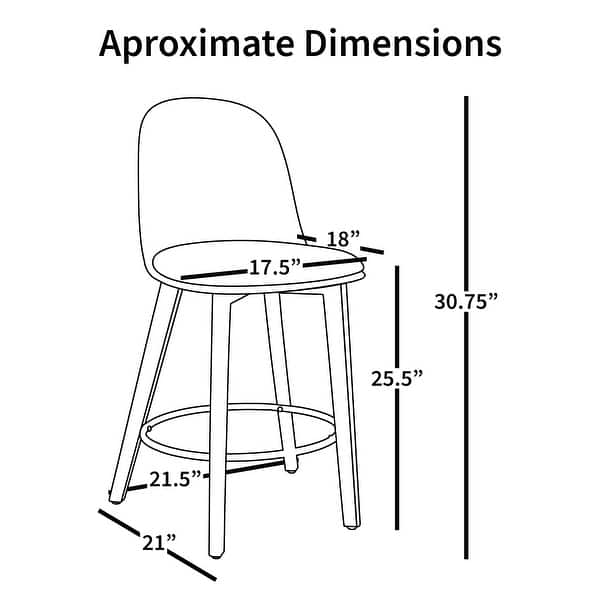 dimension image slide 1 of 2, Set of 2 Designer Plastic Counter Stools Chair With Backs Side Armless Molded Kitchen Dining Bar Patio Indoor Outdoor Cafe