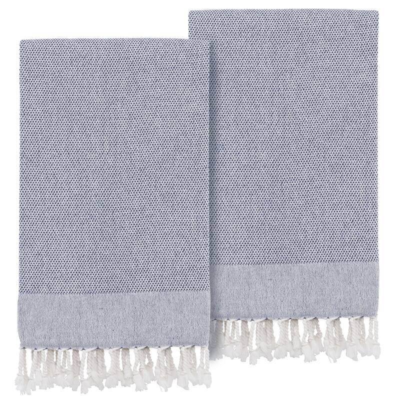 Authentic Hotel and Spa 100% Turkish Cotton Fun in Paradise Pestemal Hand/Guest Towels (Set of 2) - Navy