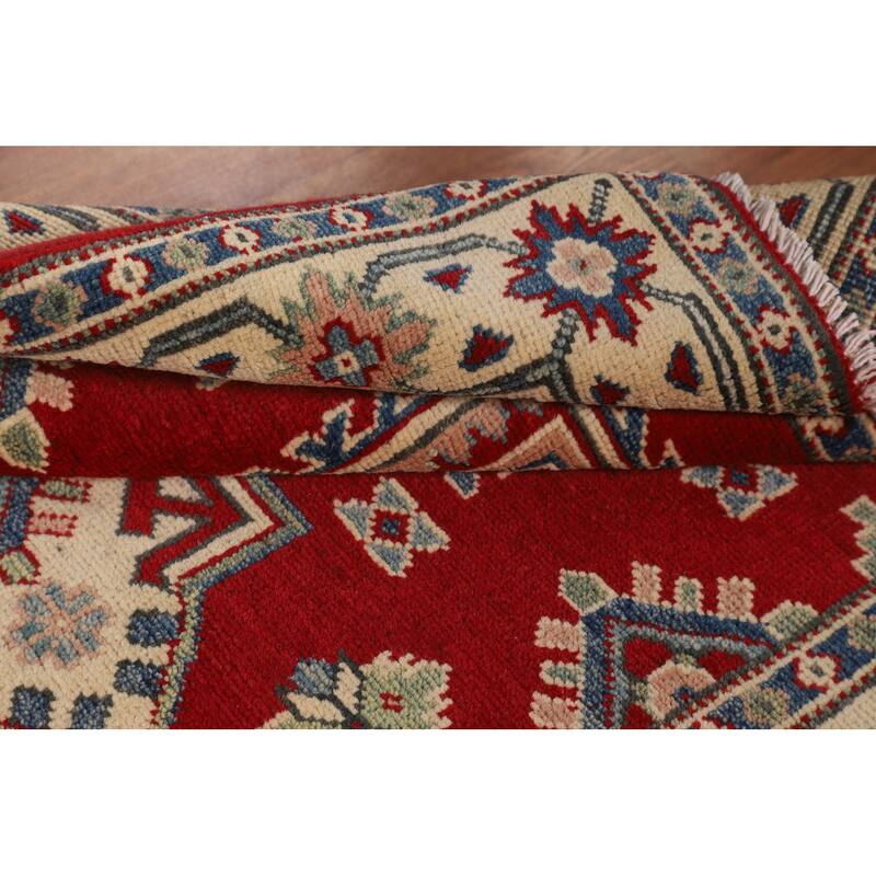 Red Kazak Foyer Rug Hand-Knotted Wool Carpet - 3'5" x 4'9"