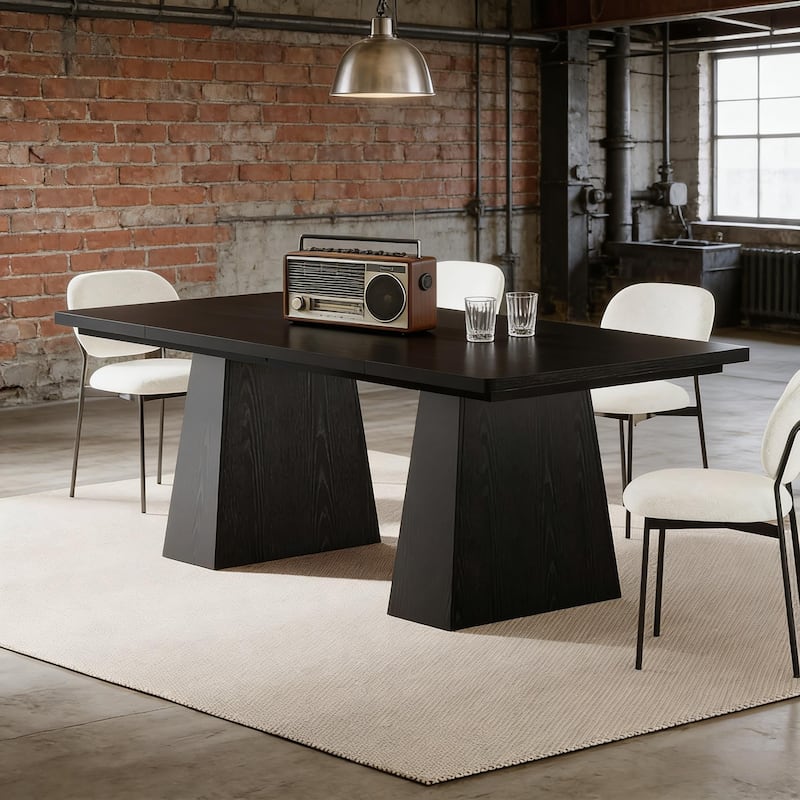Dining Table for 6, Kitchen Table with Thick Tabletop, Wood Home Office Table Meeting Table Computer Table