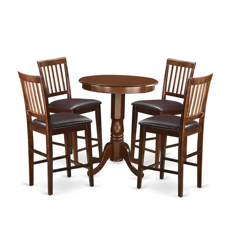 Modern Counter Height Dining Set - 5 Piece Table & Chairs - Asian Hardwood - Buttermilk Cherry Finish