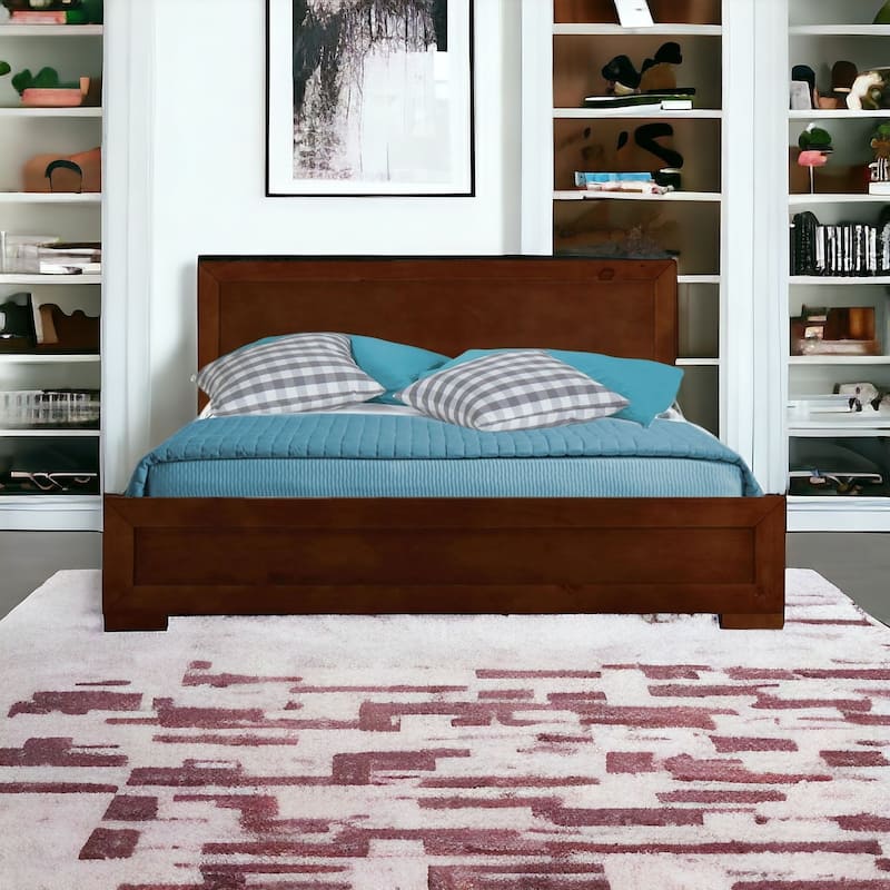 Sturdy Wood Bed Frame with Headboard and Footboard