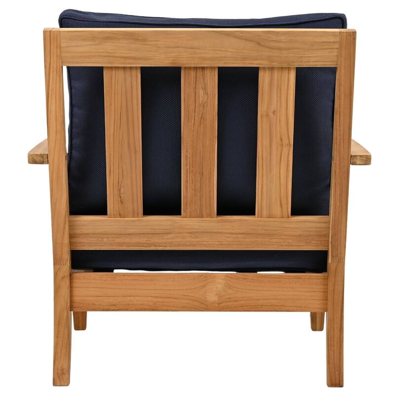 SAFAVIEH Couture Freida Wood Patio Arm Chair - 31.4" W x 35.6" L x 32.6" H - 31"W x 36"D x 33"H