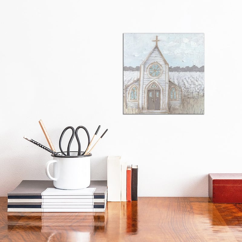 iCanvas "Farm Sketch Church" by Kathleen Bryan Canvas Print - 12x12x1.5