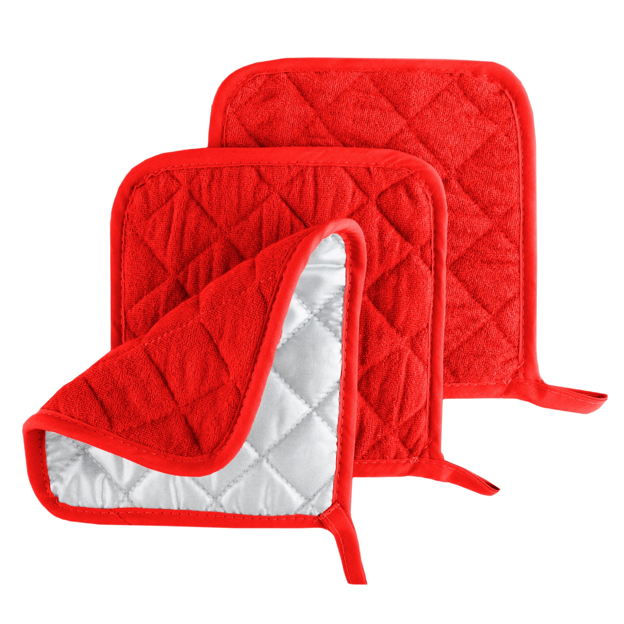 Home Collection Red 3PC Set Oven Mitt & Potholders