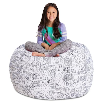 Kids' Stuffed Animal Storage Bean Bag Chair Cover or Toy Organizer