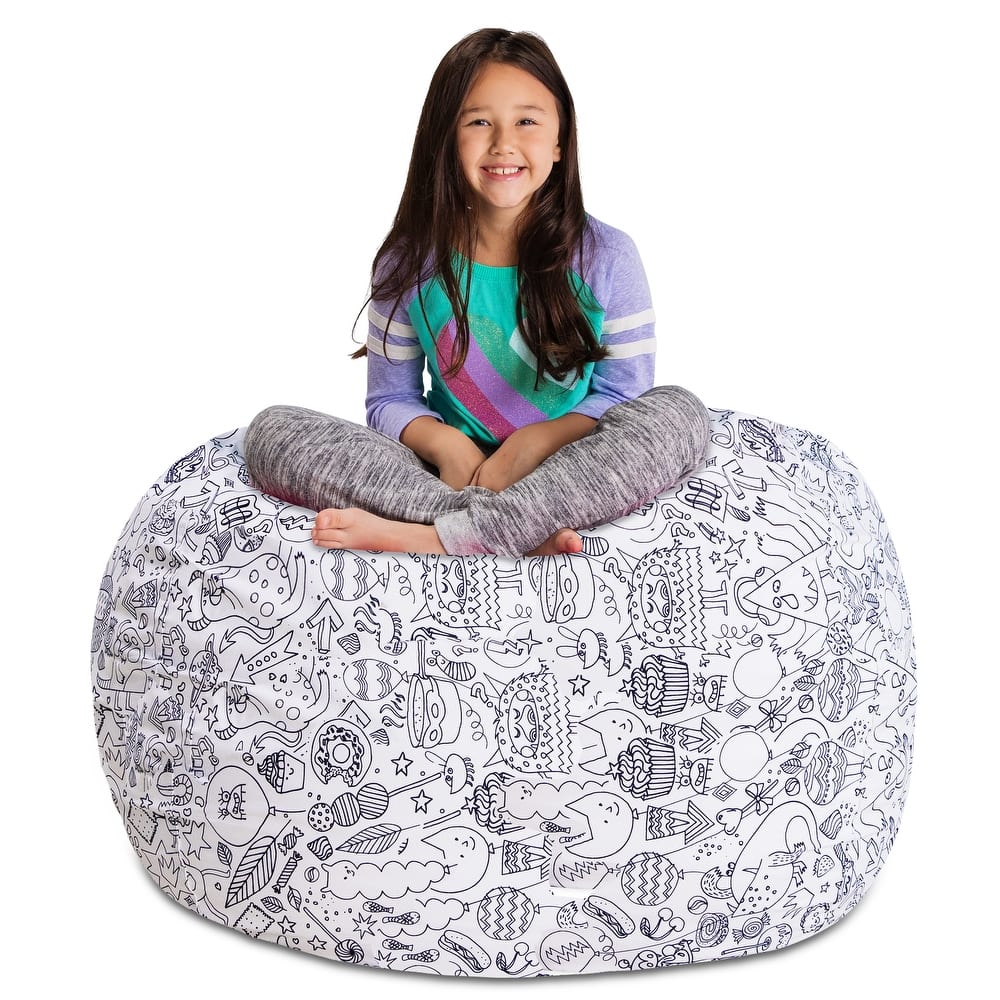 Kids' Stuffed Animal Storage Bean Bag Chair Cover or Toy Organizer