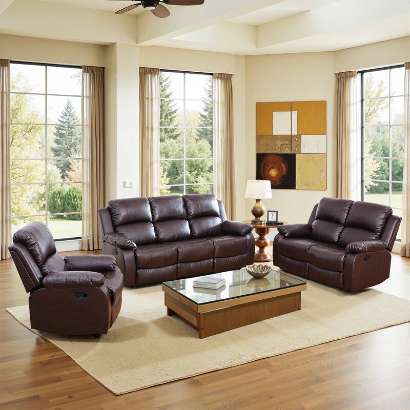 Semi PU And PVC 3-Piece Couch Living Room Sofa Set