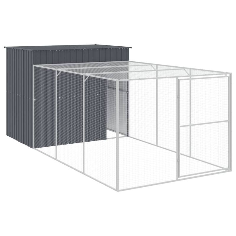 vidaXL Dog House with Run Light Gray/Anthracite multisize Galvanized Steel