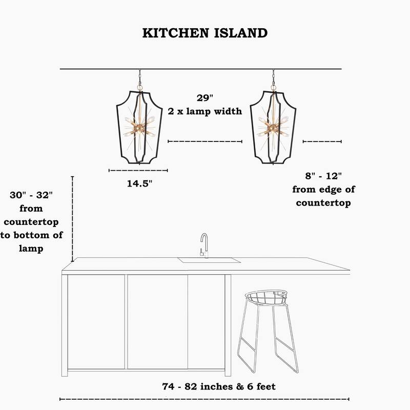 Modern Glam 6-Light Black Gold Sputnik Chandelier Cage Pendant Light for Dining Room - 14.5'' D x 26.5'' H