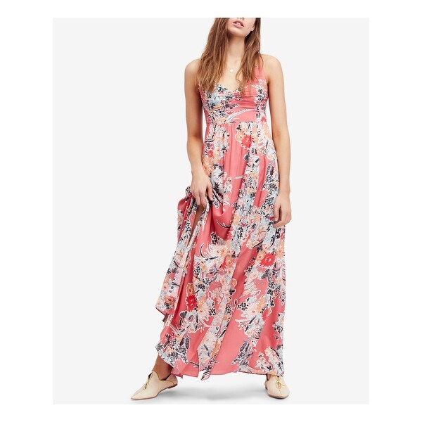 pink v neck maxi dress
