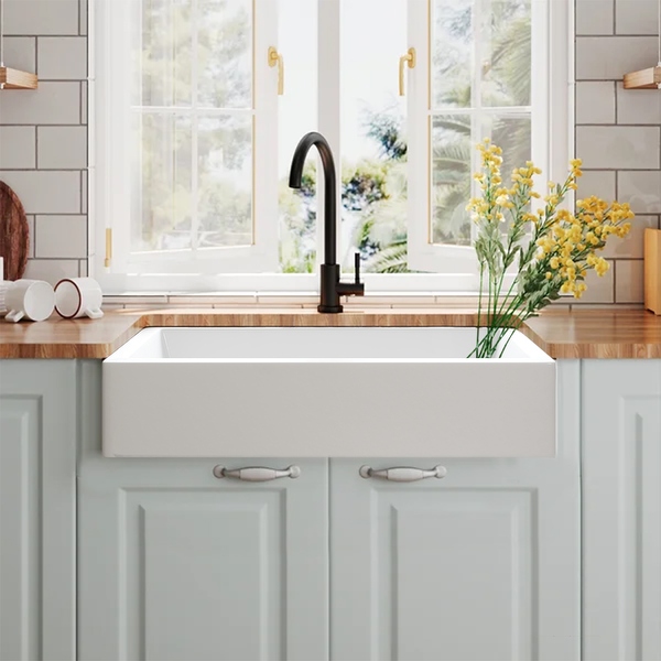 サ*ル様 VANILLANI MULTI PIPING TOPS WHITE L Undermount/Drop-in Single Bowl Fireclay Kitchen Sinks