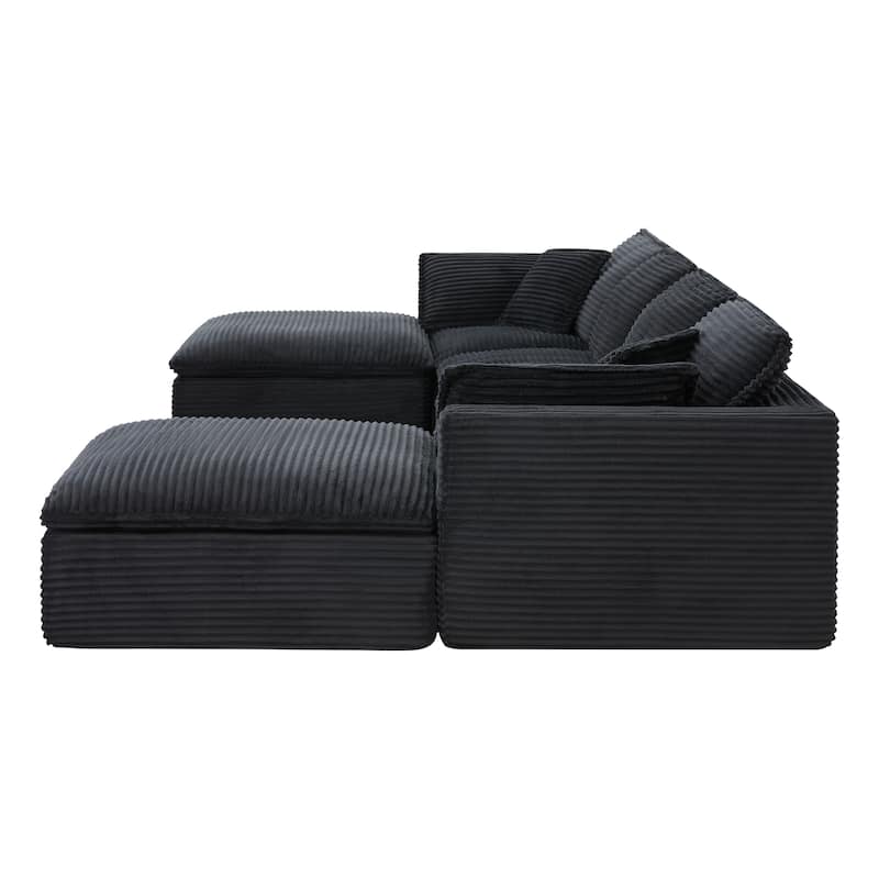 U Shaped Sectional Sofa, 142" Comfy Cloud Modular Sectional Couch with 2 Ottoman, 6 Seat Modular Sofas for Livingroom, Apartment