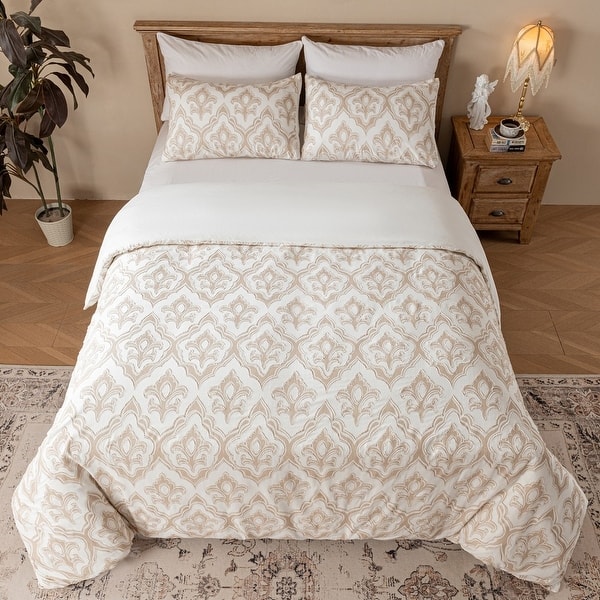 Textured Floral Cotton Jacquard Duvet Cover