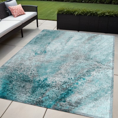 Lalu Modern Art-Inspired Weather Resistant Modern Chic Outdoor Rug