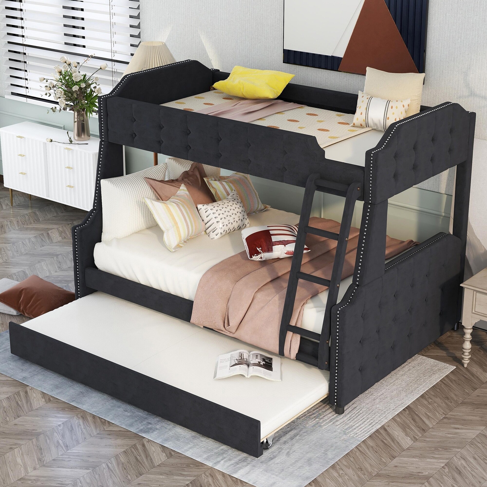 Tufted bunk 2025 bed