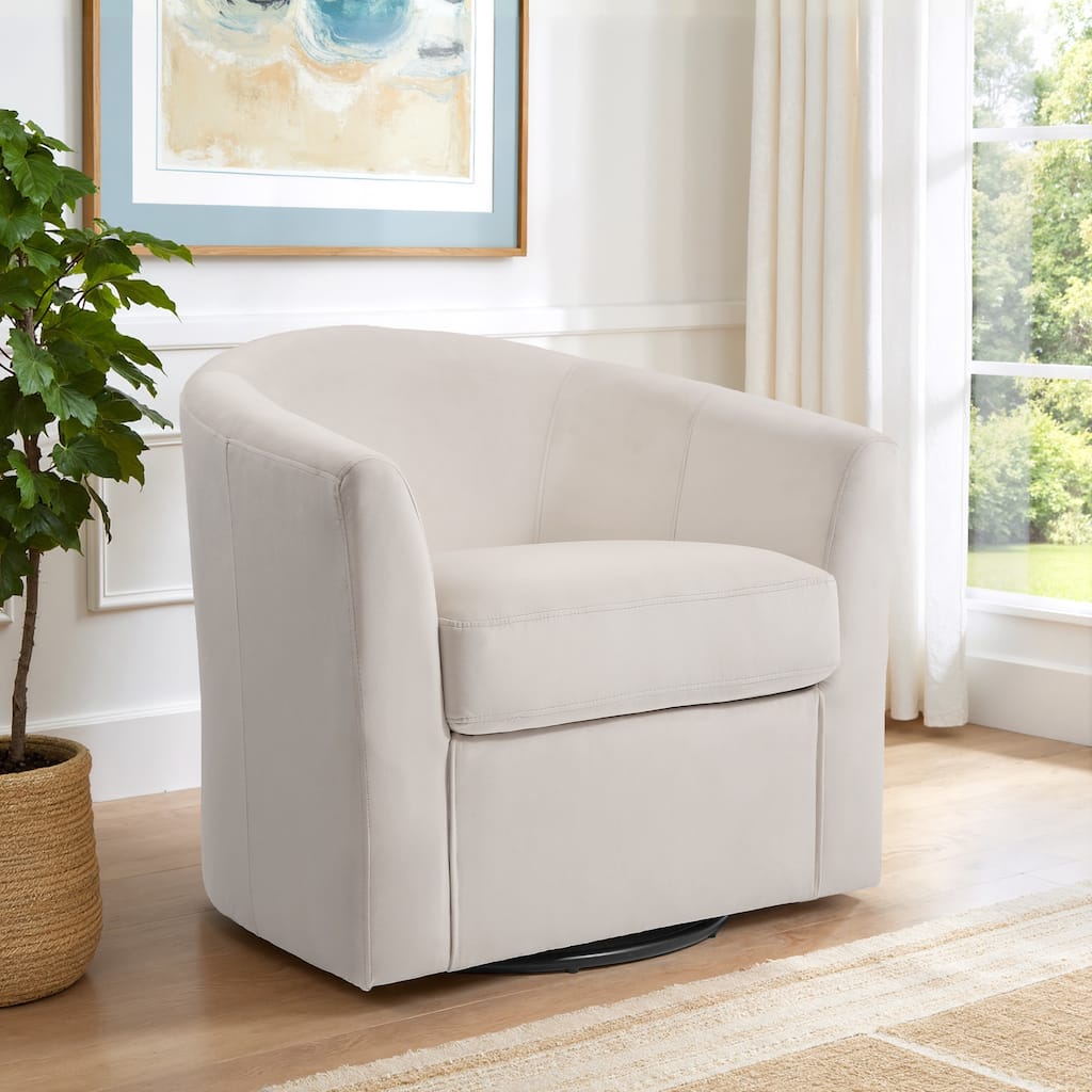 Modern Velvet Upholstered Swivel Barrel Chair for Living Room Lounge