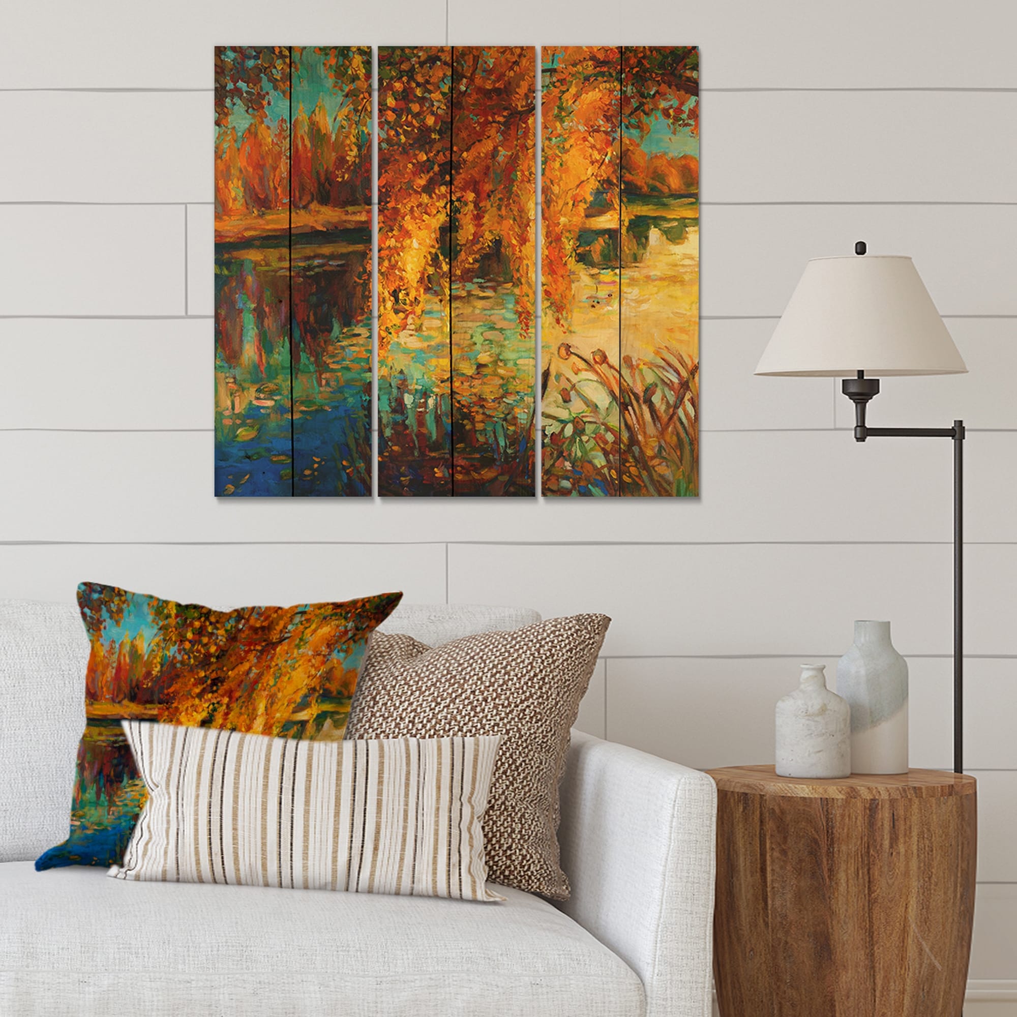 Designart 'Orange Autumn Forest' Lake House Print on Natural Pine Wood  Panels On Sale Bed Bath  Beyond 35032732