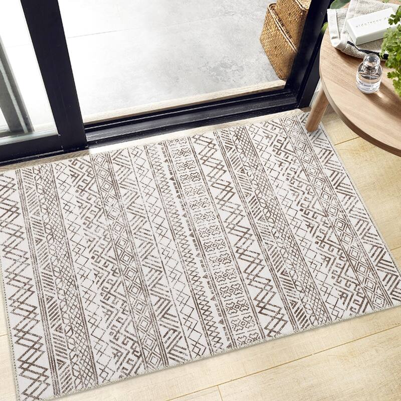 Garvee Boho Area Rug Moroccan Accent Rugs Geometric Distressed Carpet