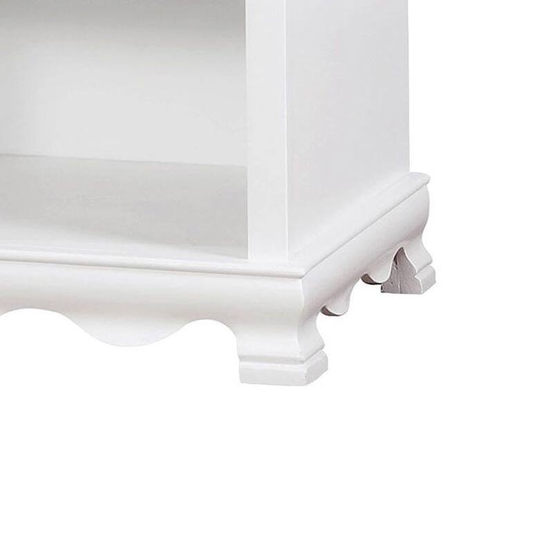 Wooden Nightstand with Bottom Shelf - White