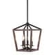 preview thumbnail 20 of 47, Oria Iron Farmhouse Industrial Lantern LED Pendant, Oil Rubbed Bronze/Faux Wood by JONATHAN Y