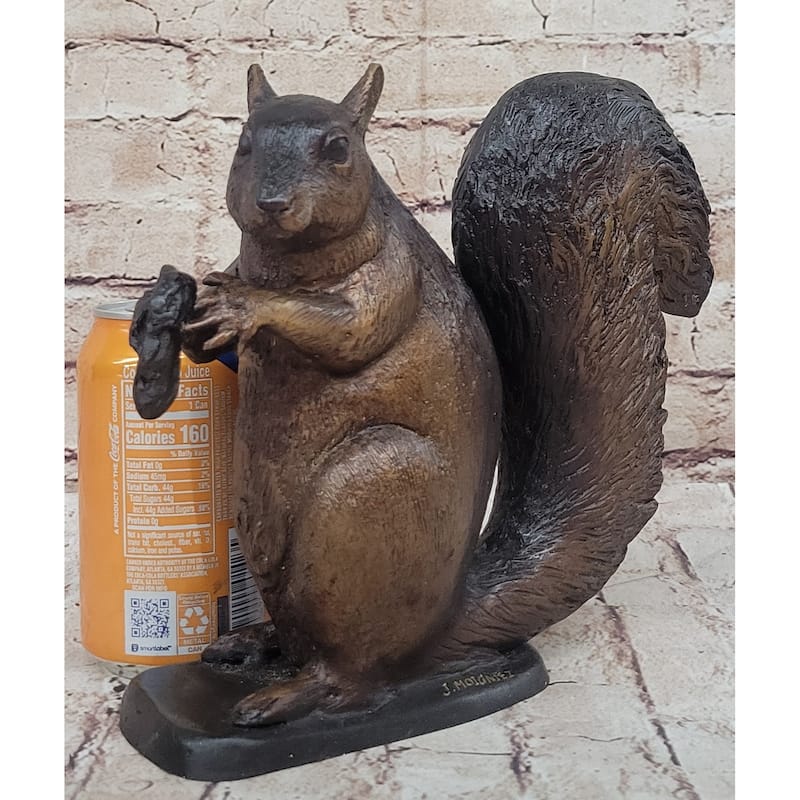 Bronze Metal Squirrel Sculpture Statue Figurine Indoor Outdoor Animal Decor By Moigniez