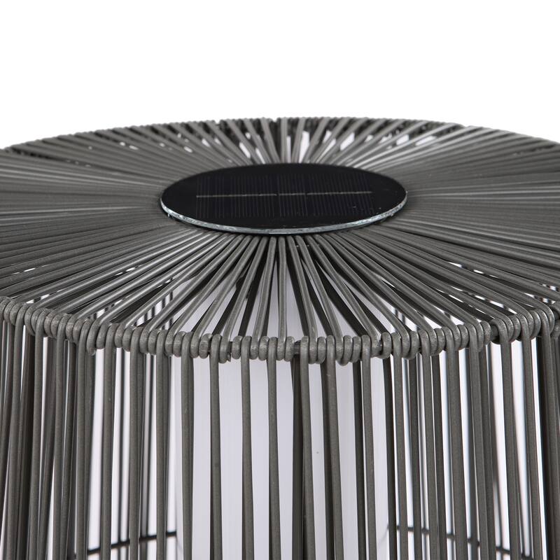 2-Pack Outdoor Rattan Solar Light Patio Floor Lamp