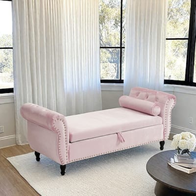 Xanthia Traditional Velvet Multifuntional Storage Ottoman Bench with Pillow by Christopher Knight Home