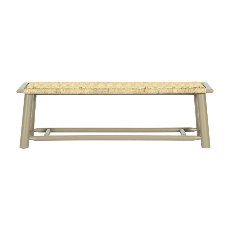 Farmhouse Modern Solid Wood Indoor & Covered Outdoor Rattan Bench