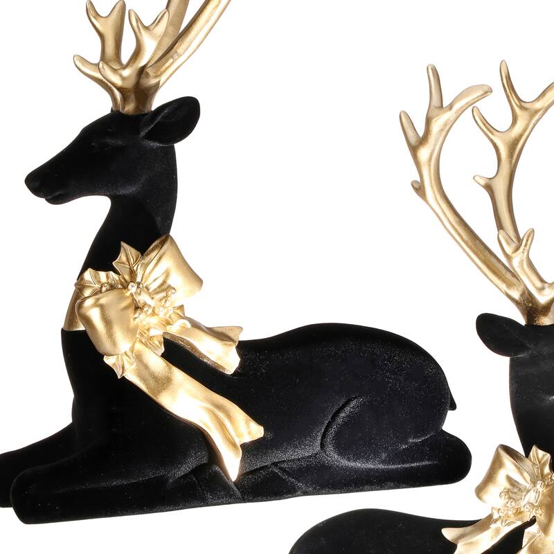 14-20" Resin Flocked Elegant Deer Set of 2