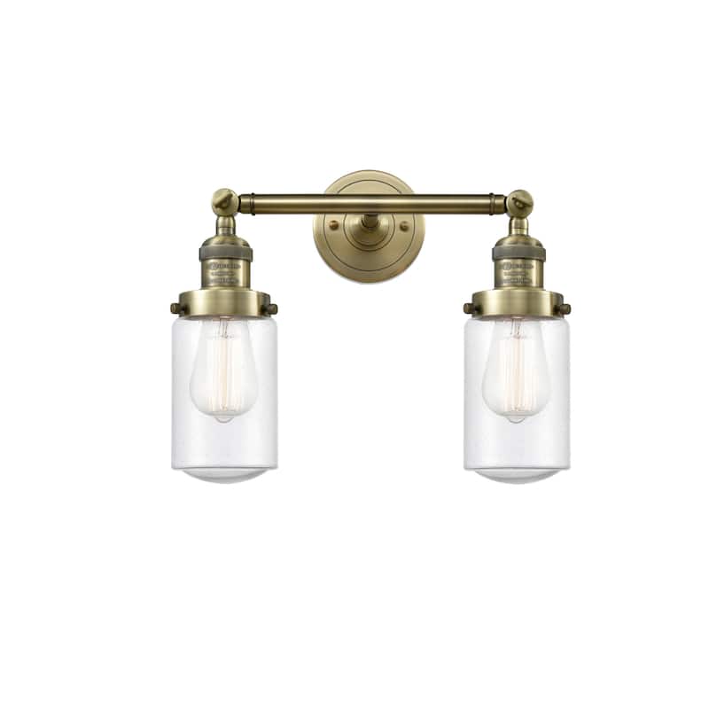 Innovations Lighting Dover 2 Light 14" Wide Bathroom Vanity Light - Antique Brass / Seedy