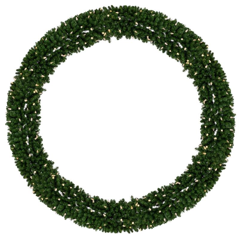 Pre-Lit Giant Commercial Pine Wreath - 12' - LED C9 Warm White Lights