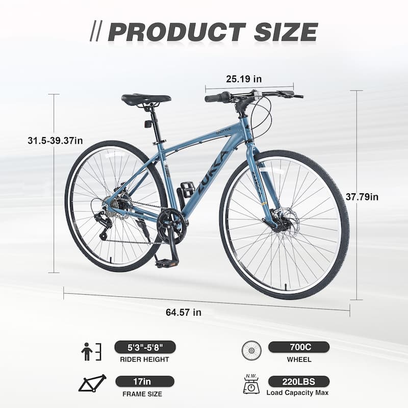 Shimano 7 Speed Hybrid Bike 700C Road Cycling Bicycle, Urban Commuter Bicycles with Double Disc Brakes, Aluminum Alloy Frame