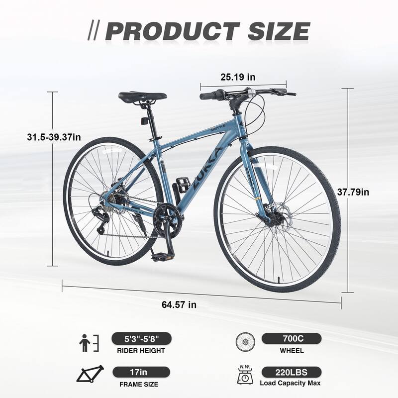 Unisex Hybrid Road Bike - Aluminum Alloy Frame, Double Disc Brakes, Shimano Gears - 26