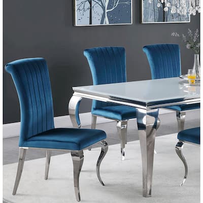 Majestic Cabriola Design Teal Velvet Dining Chairs with Chrome legs (Set of 4)