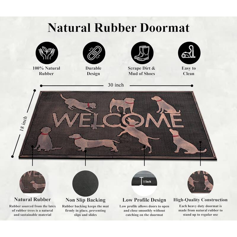 A1HC Rubber Pin 18” X 30” for Outdoor Entrance, Fun Designed Floor, Welcome Mats for Front Door Indoor Non-Slip Backing