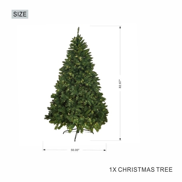 dimension image slide 1 of 3, 5/ 6/ 7-foot PVC Artificial Holiday Christmas Tree with LED Lights for Home, Office,Party Decoration