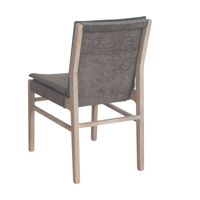 Lily Dining Side Chair Set of 2, Padded, Gray Fabric, Ash Wood Frame